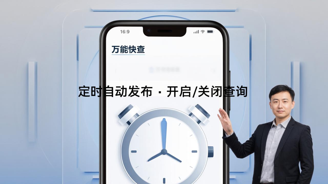 查询数据怎么定时自动发布？「万能快查」定时发布查询系统，设置时间自动开关